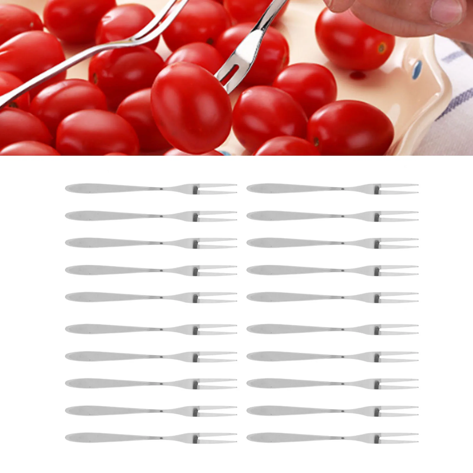 20Pcs/set Stainless Steel Fruit Fork Comfortable Long Handle Cake Desert Fruit Serving Forks Cake Forks Desert Forks Fruit Fork