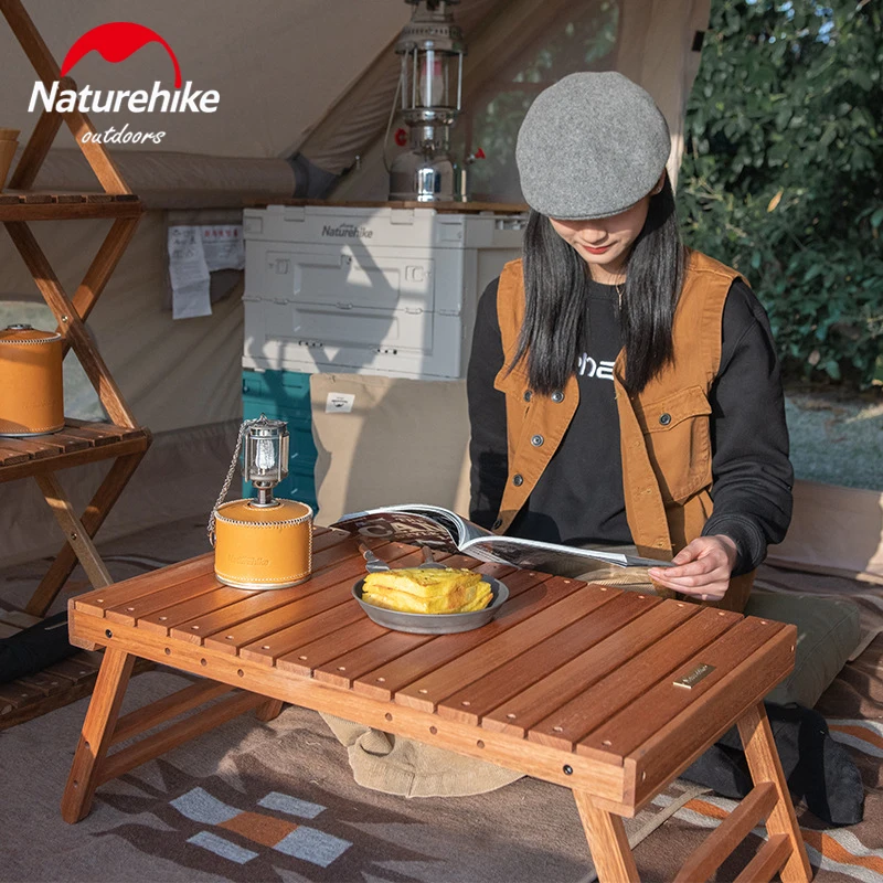 Naturehike składany drewniany stół z litego drewna na zewnątrz Camping przenośny stół piknikowy podróżny grill łożysko 30kg meble ogrodowe