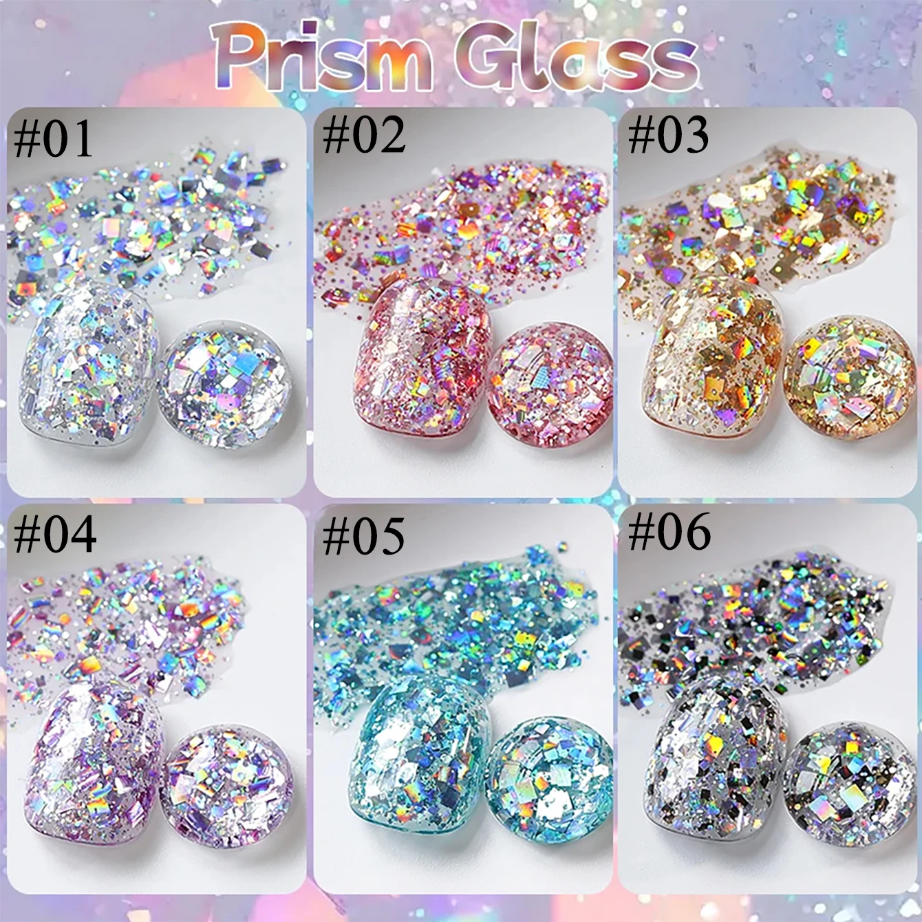 MIANEL 2026 New Summer Rainbow Glitter Gel Nail Polish, Dazzling Colorful Platinum Iridescent Holographic Glitter Nail Gel