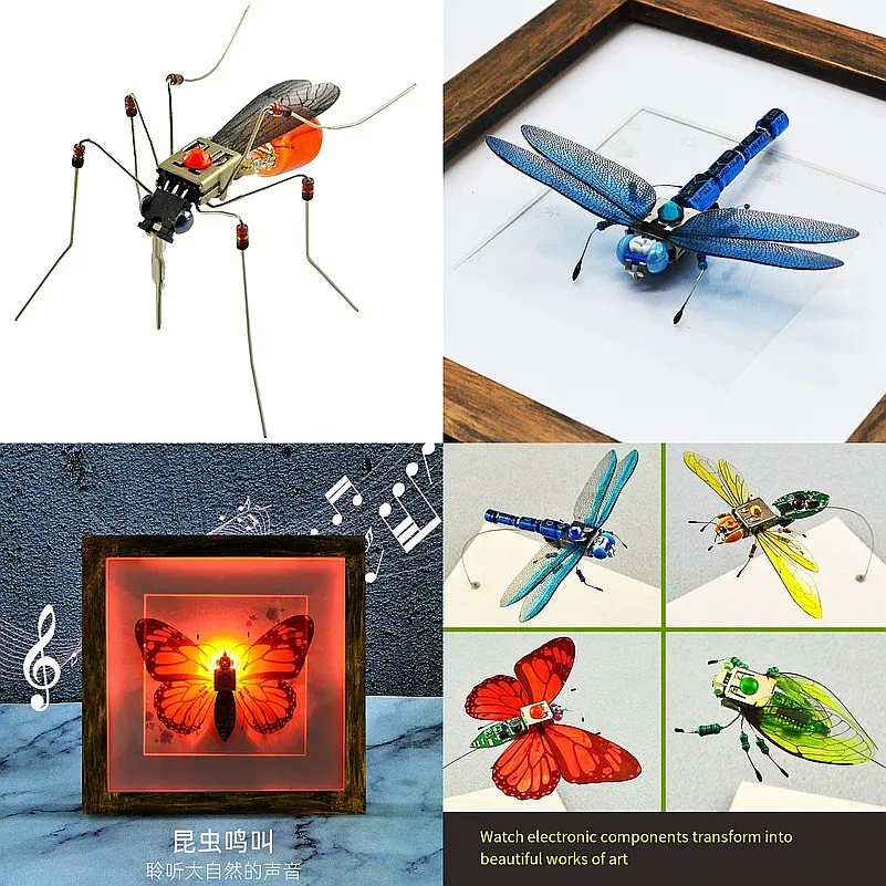 STEAM DIY Robotic Insects Science Invention Electronic Animal for School Competition Non-soldered DIY Kit Stem Toys Robot Animal