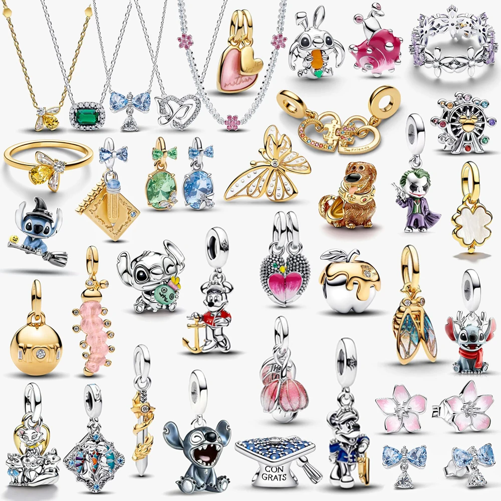 

2026 New 925 Silver Love Butterfly Rabbit Rose Snail Beads Sword Cicada Caterpillar Pendant DIY Exquisite Charm Jewelry Gift