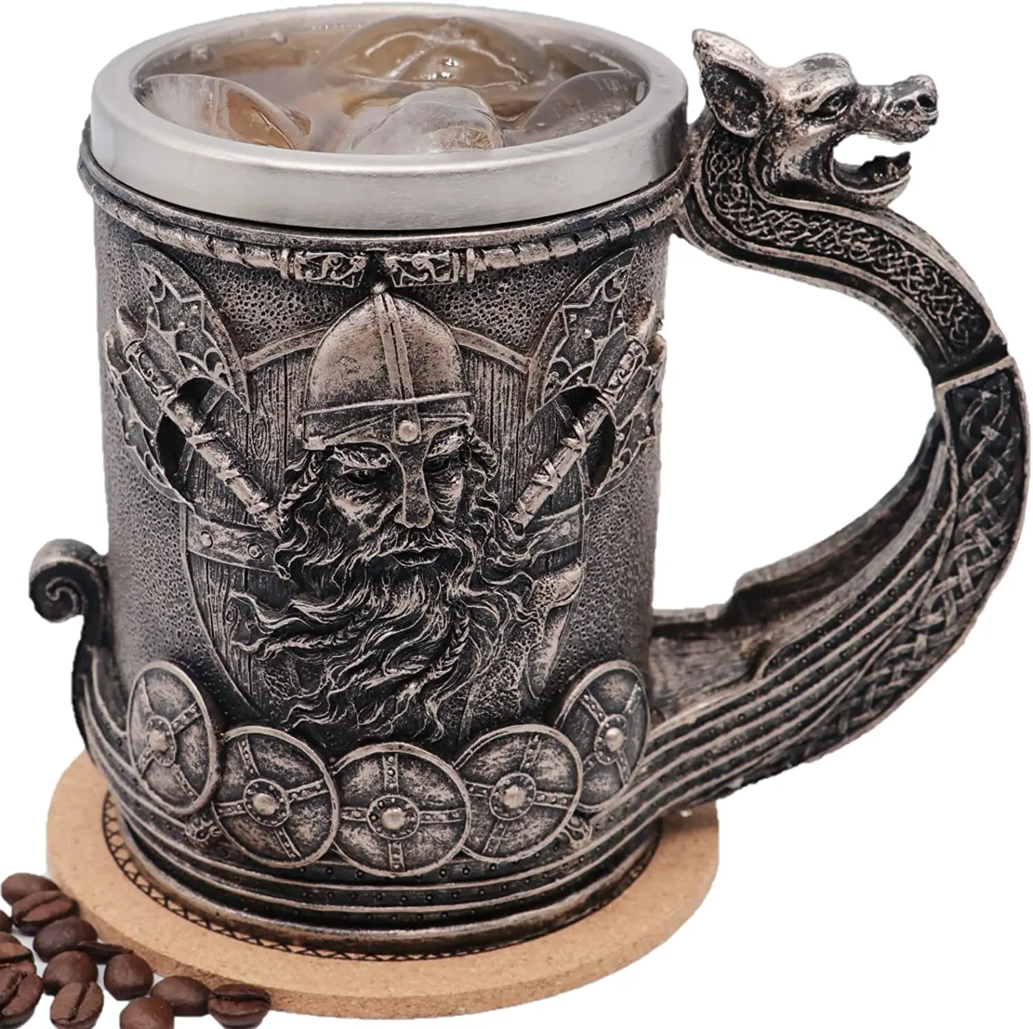 

Medieval Viking Mug Beer Stein Tankard Stainless Steel Drinking Cups Coffee Cup Gothic Party Decoration Drinkware Gift for Men