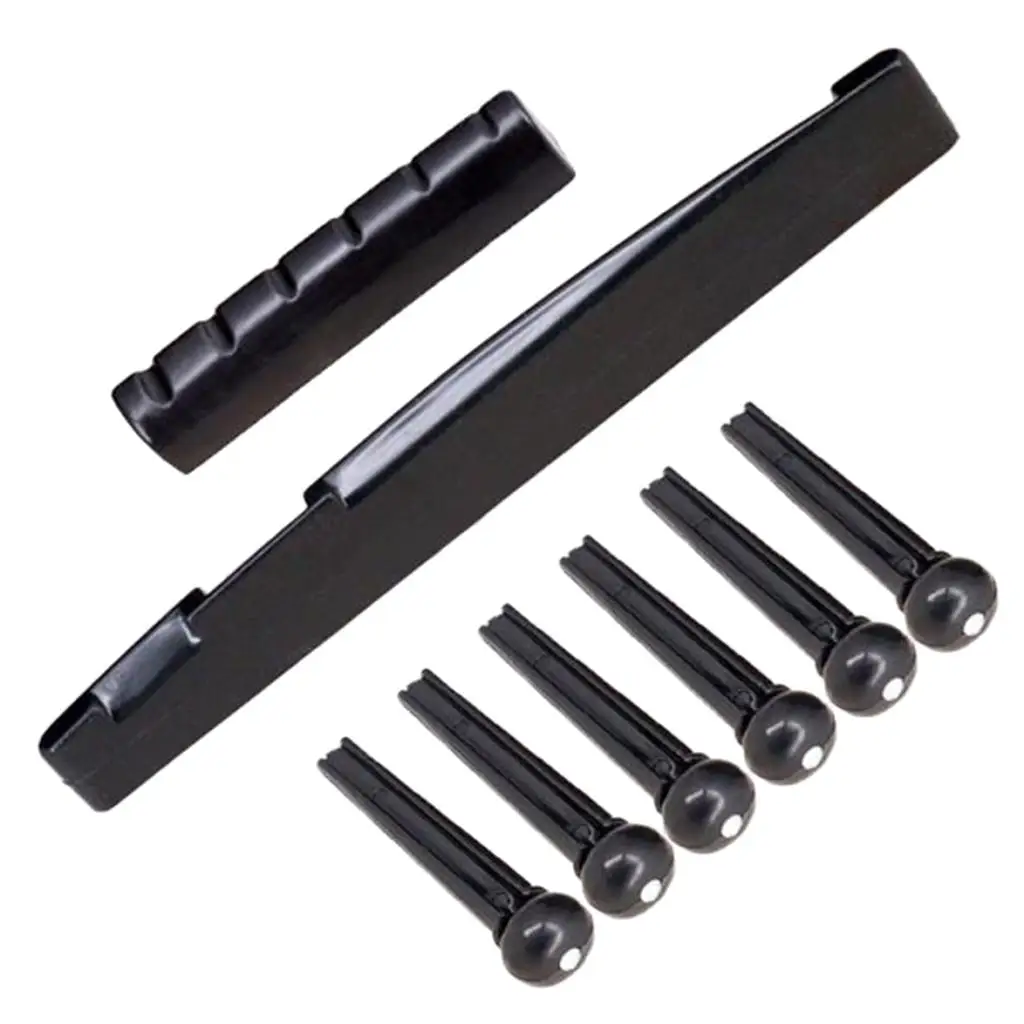 Set of Plastic Professional Guitar Bridge Pins Saddle Nut Tool Kit for Acoustic Guitar Parts Musical Instrument Accessory