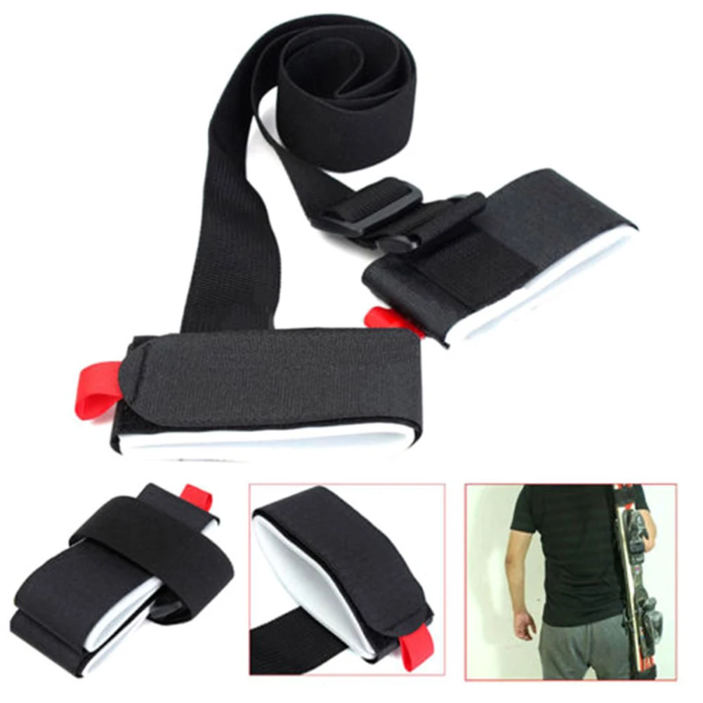 Adjustable Skiing Bags Handle Straps Porter Hook Loop Ski Snowboard Protect Pole EVA Nylon Tie Fastener Belt