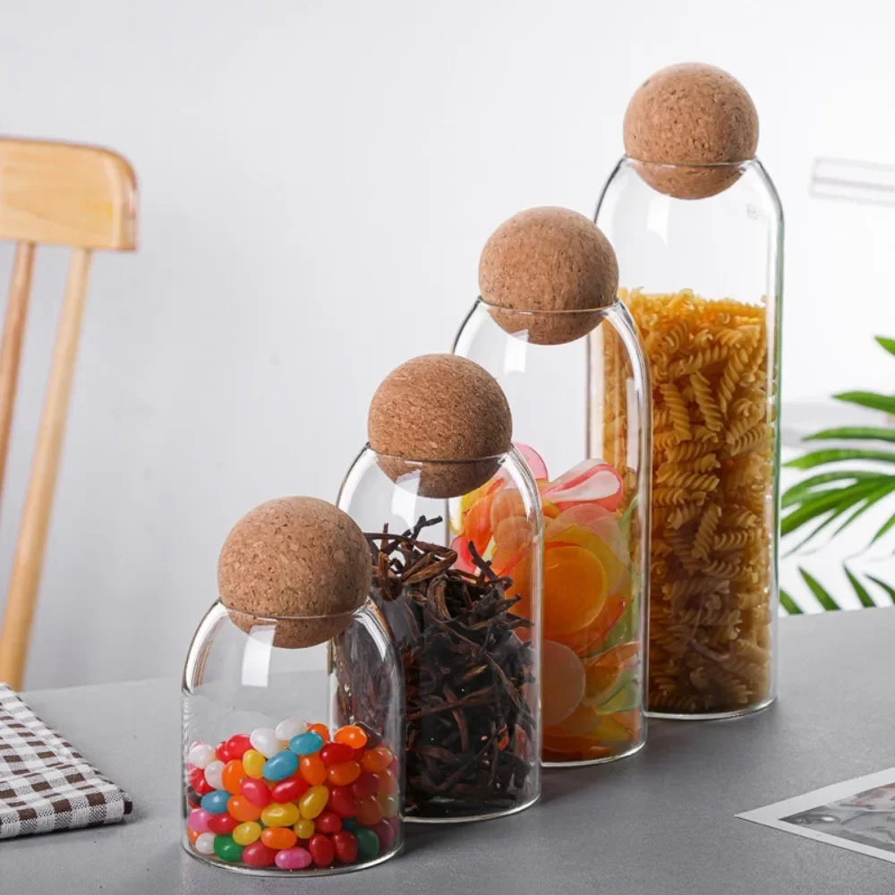 Cork Stopper Glass Sealed Jar Coffee Beans Dried Fruit Storage Box Kitchen Food Multigrain Storage Jar Creative Cork Tea Jar