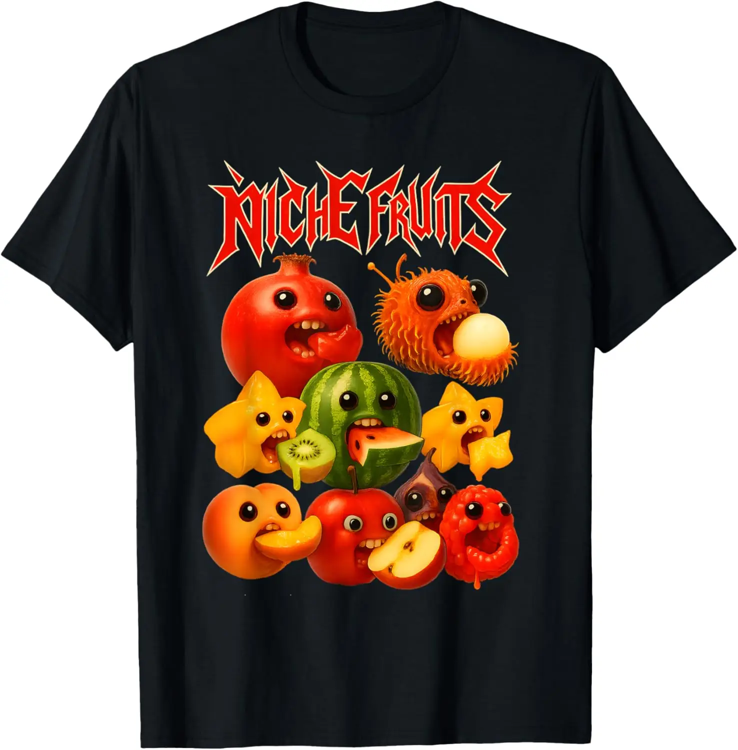 Niche Fruits Funny Heavy Brainrot Style Cartoon Fruit Meme Tee – Soft, & 100% Cotton Trendy Y2K Short-Sleeve Tee-Soft,