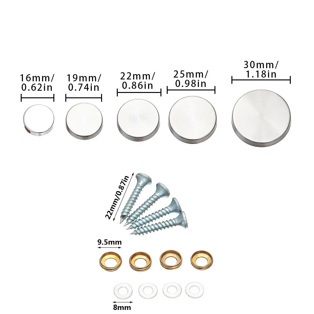 Furniture Hardware Stainless Steel Screws Decorative Cap Mirror Fixing Nails Decoration Screw Covers Mirror Fasteners