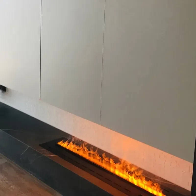 For Modern Wall-Mounted 3D Fireplace Realistic Flame Simulation Remote Control Steel Embedded Atomization Humidifier
