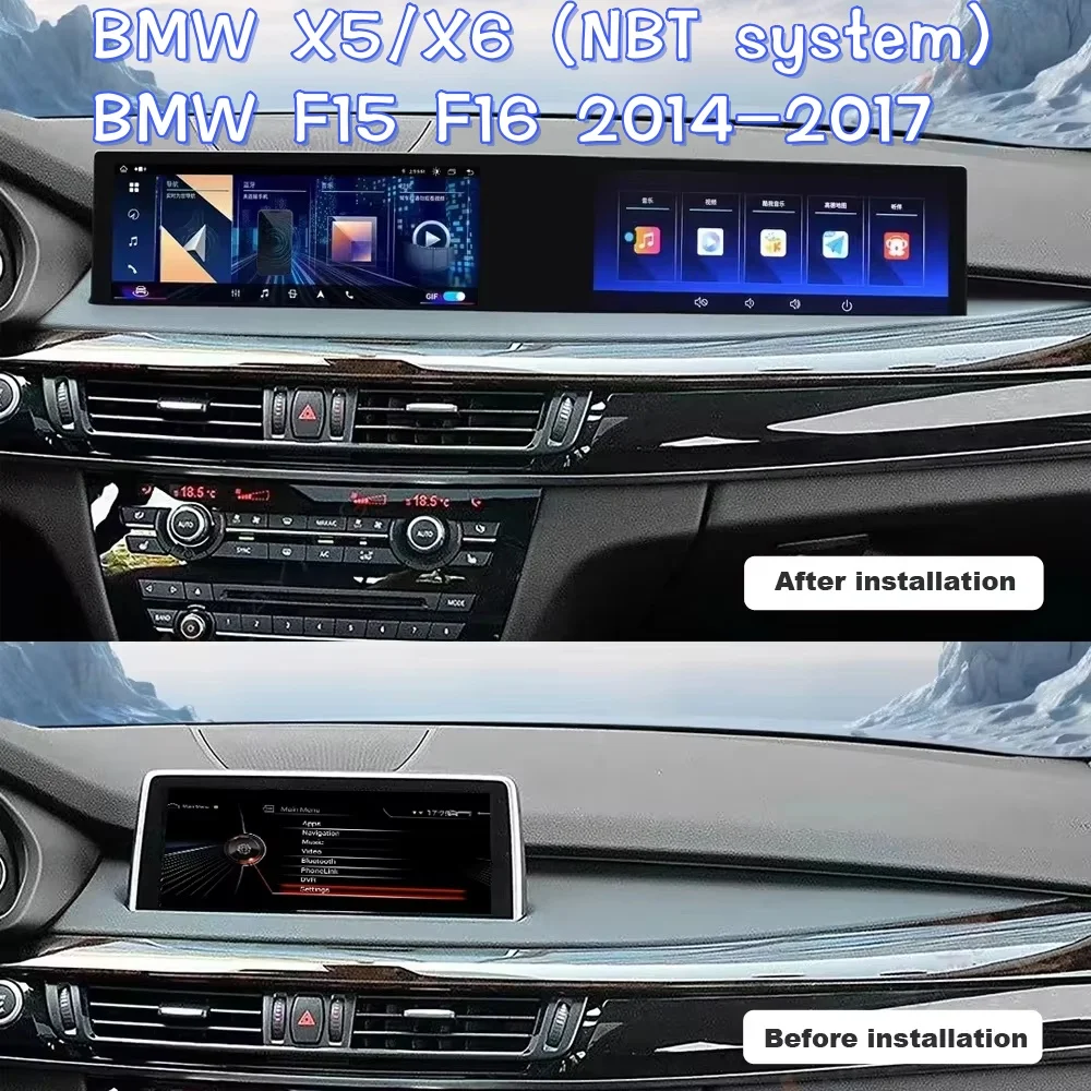 

21inch Curved Dual Screen Android Car Radio For BMW 5 Series F10 F11 X5 X6 NBT CIC 2011-2017 GPS Navigation Stereo CarPlay Audio