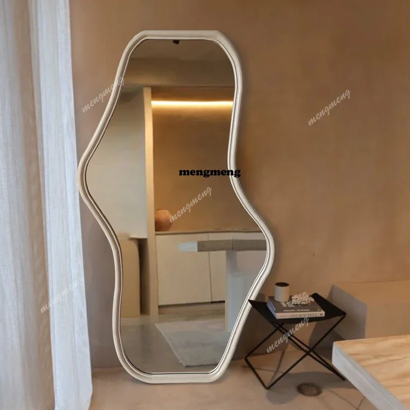 Twisted Wonderland Standing Mirror Bedroom Wavy Girls Aesthetic Irregular Mirror Asymmetrical Garden Espelhos Home Decorations