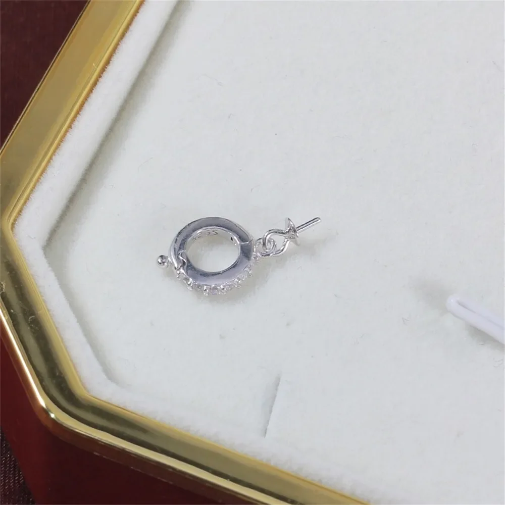 S925 Sterling Silver Pearl Pendant Setting, DIY Empty Bezel Cup Jewelry Supplies for Craft Making, Hollow Prong Pendant Findings