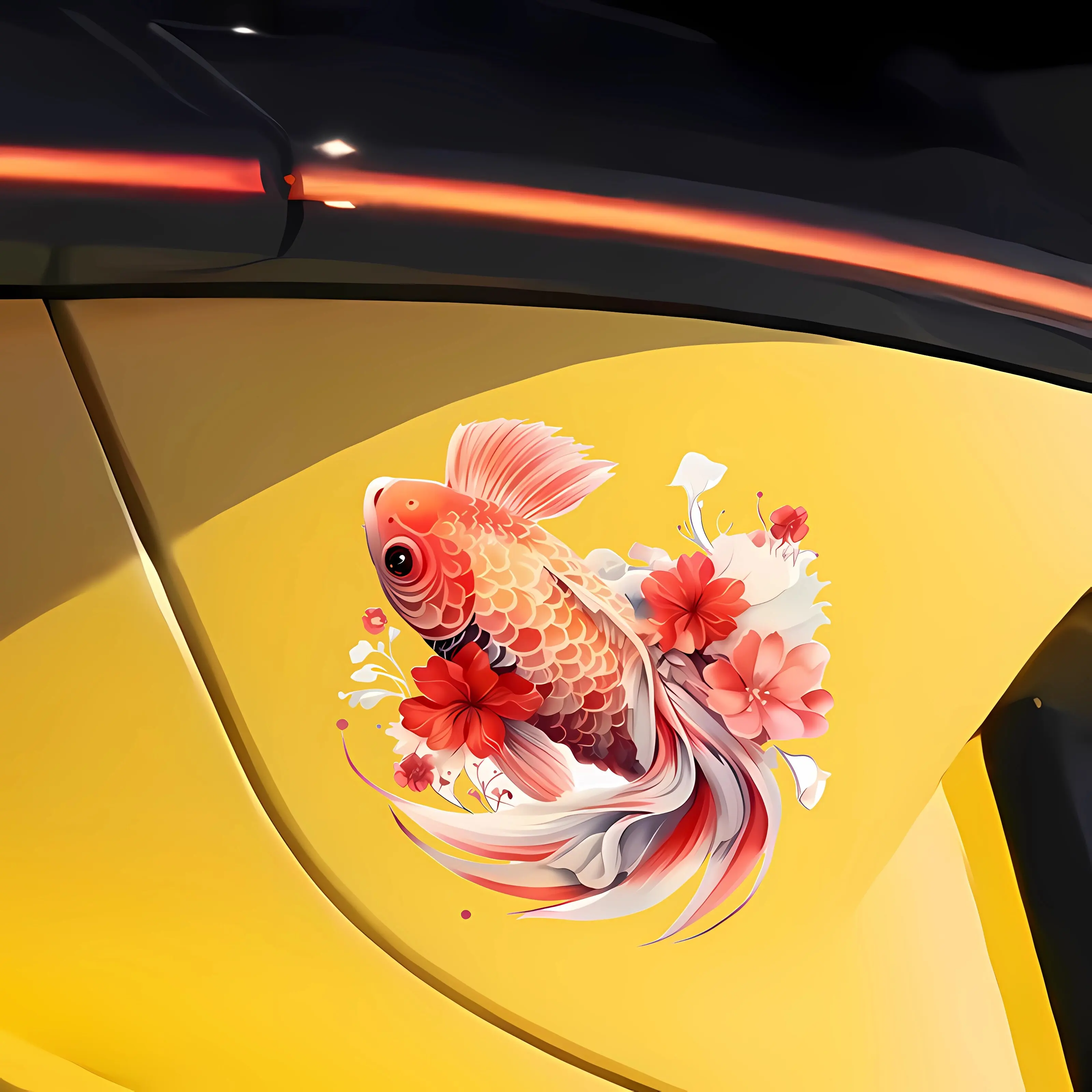 Lucky Koi Fish Blessing Car Stickers, Creative Personality Vinyl Decals for Car, Motorcycle & Electric Vehicle Decor