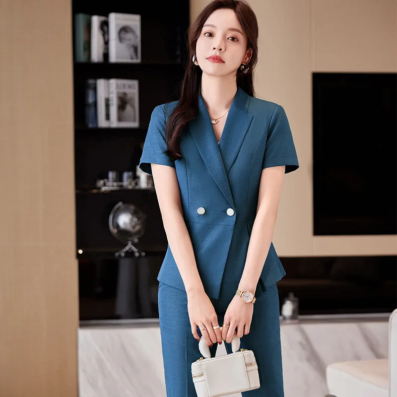 Fashion Suit Suit Skirt Female Summer Thin Short-Sleeved Formal Wear Business Temperament Front Desk Property Sales Office Work