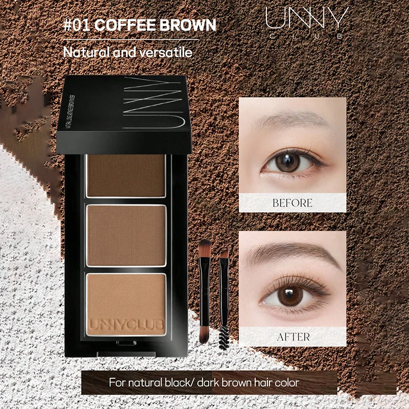 Paleta de polvos para cejas mate, gradación y contorno naturales, resistente al agua y al sudor, con espejo y 2 pinceles