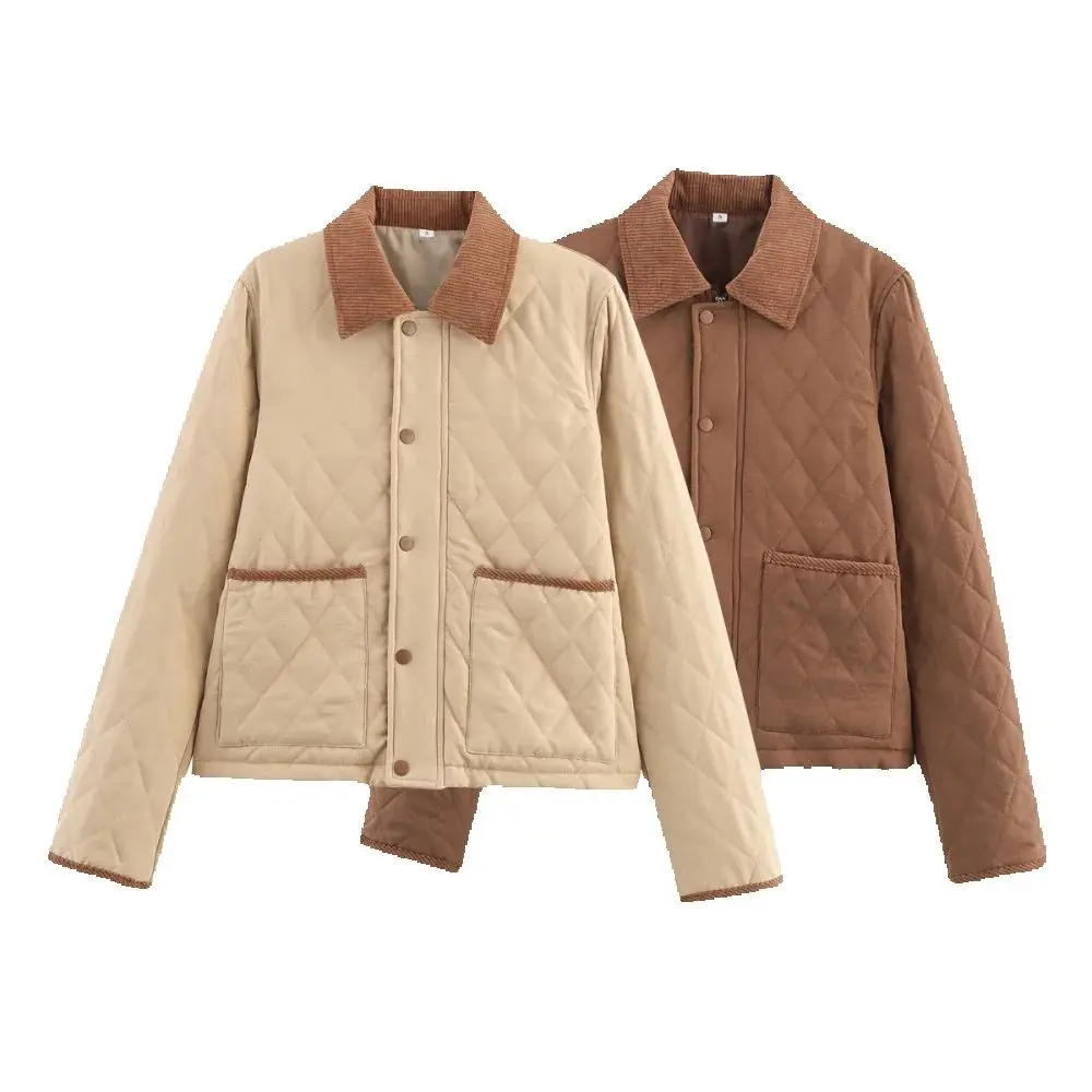 

Women's Comfortable Loose Top with Collar Long Sleeve Button Zipper Pocket Autumn/Winter New Warm and Versatile Coat