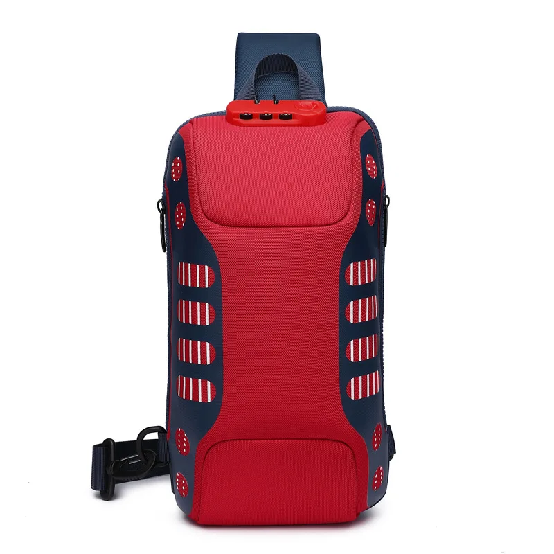 OZUKO-mochila de pecho impermeable con puerto de carga USB, bolso antirrobo, bandolera de hombro