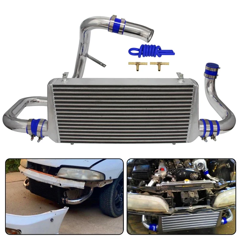 Aluminum Piping Pipe Upgrade Intercooler w/ Kit Fits For Nissan Skyline R32 R33 R34 GTST RB20 RB25DET 93-98 Blue / Black /Red view 4