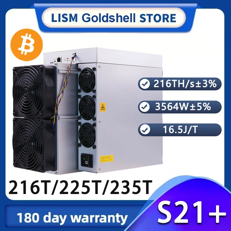 New Bitcoin Miner S21+ Antminer BTC 216T/225T/235Th/s Hashrate 3564W Algorithm SHA-256 Bitmain Antminer S21+ Asic Miner