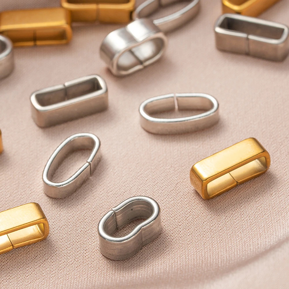 20pcs Stainless Steel Oval Large Hole Slider Beads Charms Clip for DIY Leather Rope Wristbands Bracelets Necklace Jewelry Making image 5