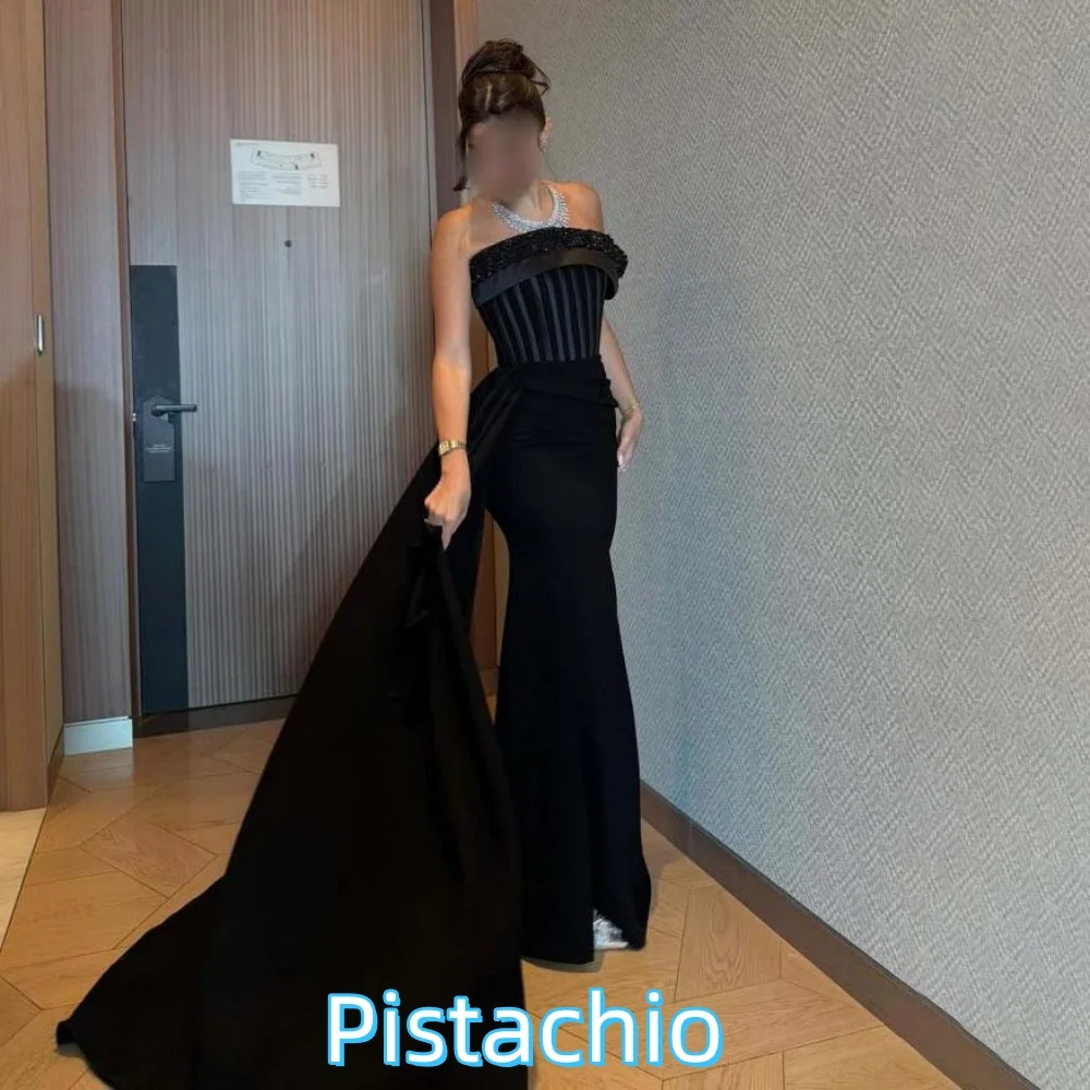 

Customized Exquisite One Shoulder Women Prom Dress Boat Neck Charming Mermaid High Split Party Dress Beading Women Evening Gown