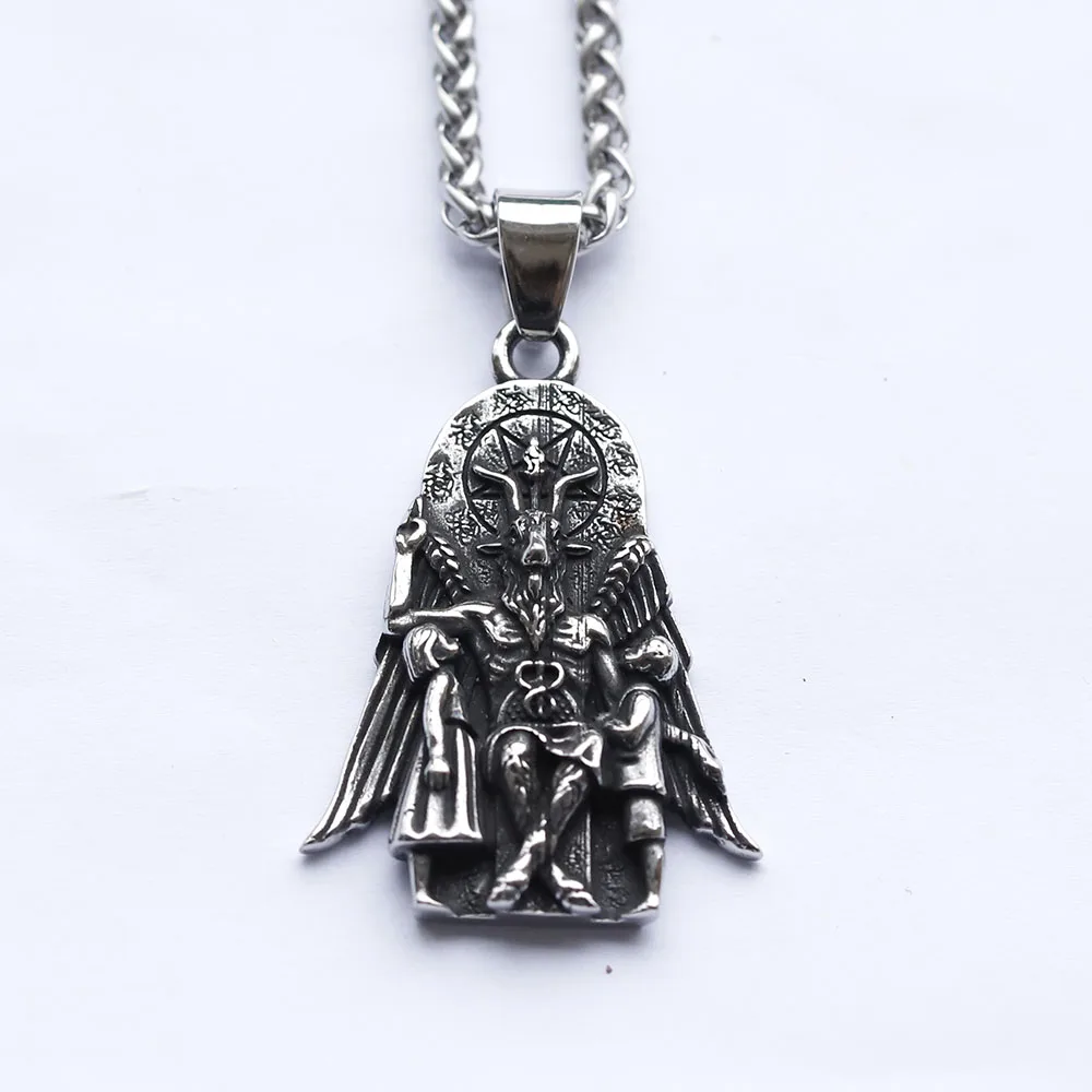 2023 New Creative Design Stainless Steel Lucifer with Anubis Charm Pendant Satan God Label Vintage Retro Jewelry Gift For Men