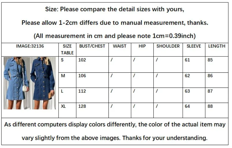 Jeans Dress Single Breasted Long-Sleeved Y2K Denim Dress Fashion Casual Button Lace-up Slimming Denim Dress for Women
