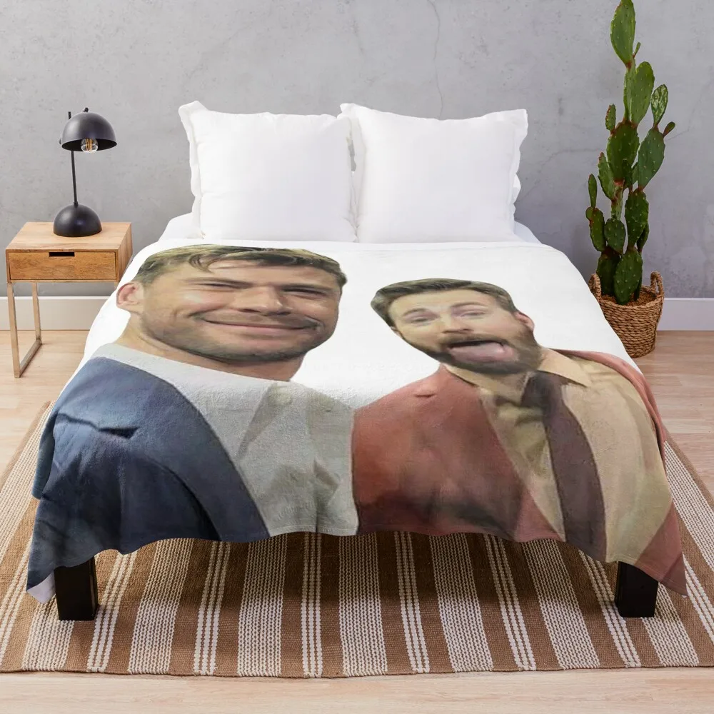 

chris evans and chris hemsworth Throw Blanket Blankets For Bed Thins Beautifuls Single Blankets