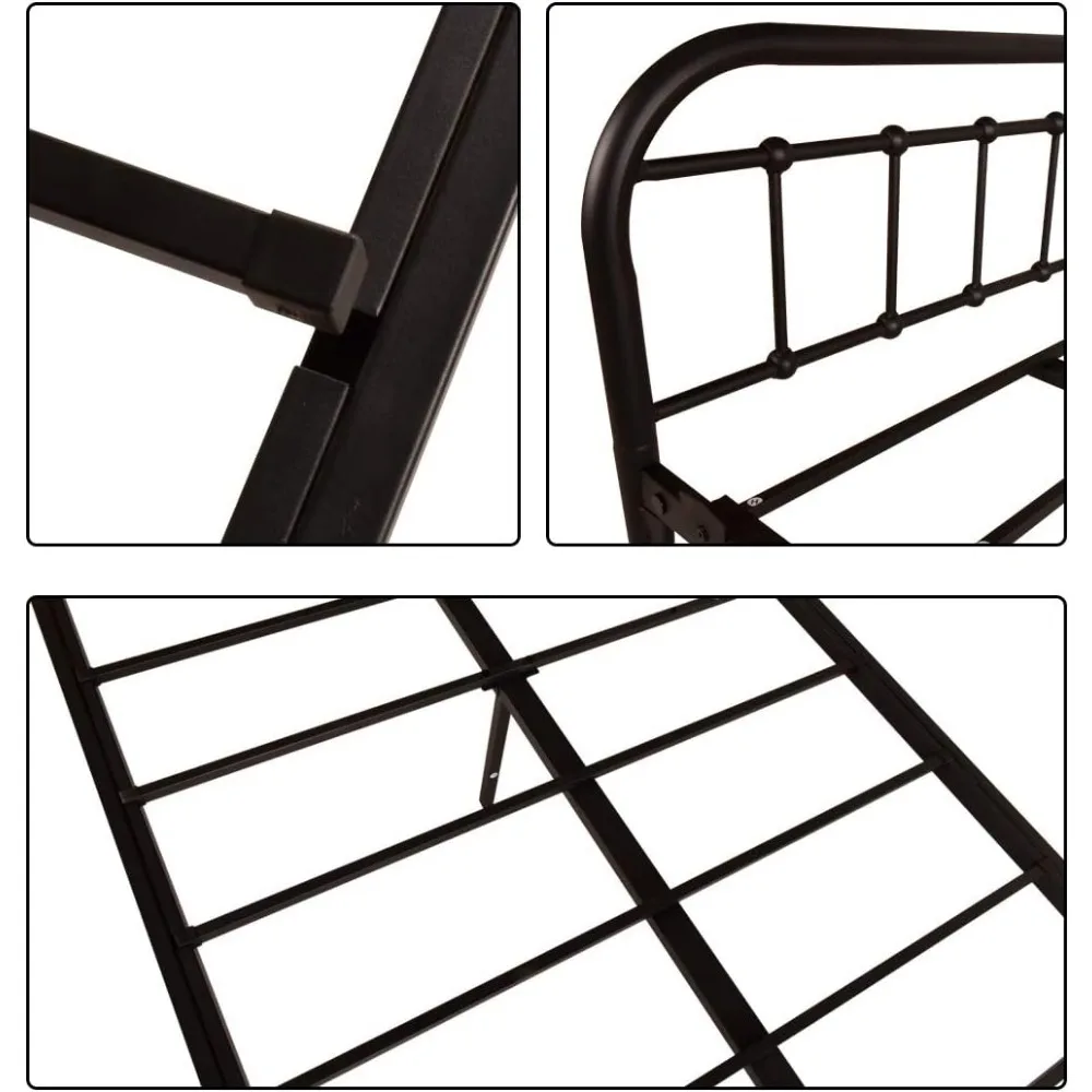 إطار سرير نهاري معدني قوي مع شرائح، منصة سرير أريكة، دعم المرتبة لسرير نهائي مزدوج باللون الأسود بلمسة نهائية مطلية بالرمل