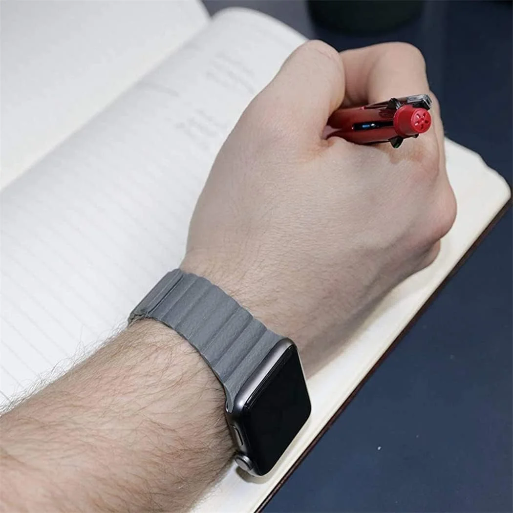 حزام من الجلد لساعة أبل باند 45 ملم 41 ملم 49 ملم 44 ملم 40 ملم 42 ملم سوار مغناطيسي كوريا iwatch Series 9 8 7 3 4 5 6 Ultra se 2