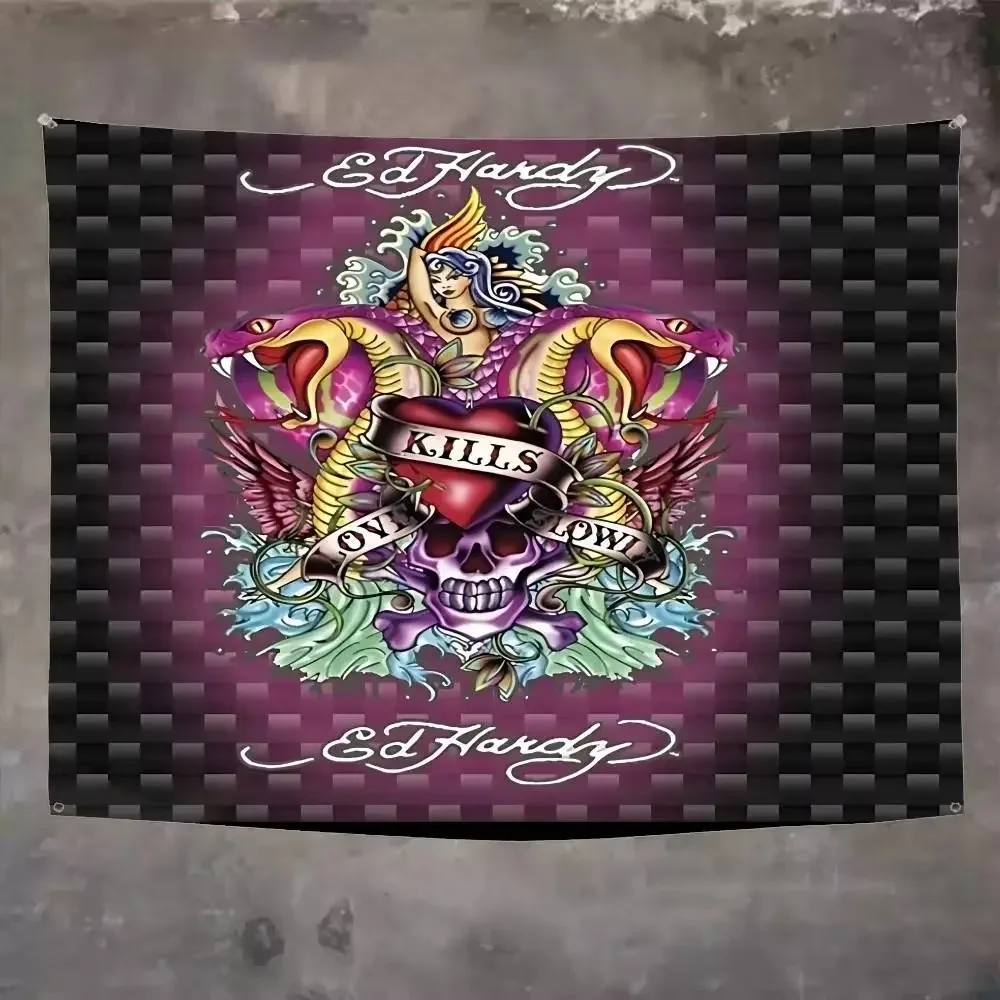 Ed-hardy Tattoo Tiger Flags Decor Tapestries Banners Background Decorations Children's Banners Holiday Decorations Backdrops