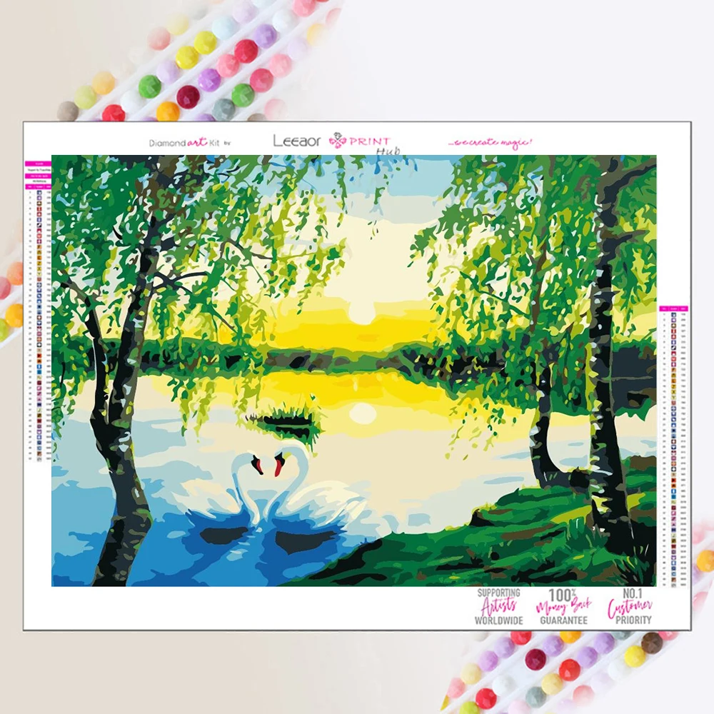 DIY 5d Diamond Painting Embroidery Swan Lake Oil Painting Diamond Cross Stitch Set Crystal Diamond Inlaid Living Room Decoration