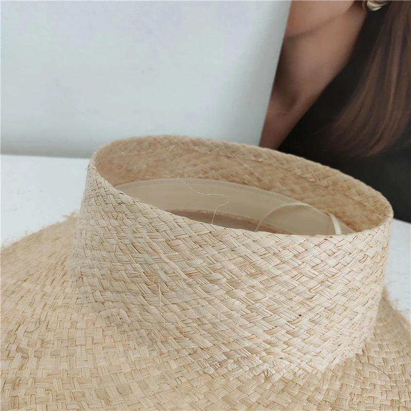 New 2022 Raffia Visor Hat For Women Summer Sun Hat UV Protection Beach Hat Lightweight Breathable Straw Hats Wholesale