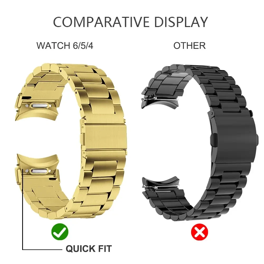 Quick Fit Stainless Steel Band For Samsung Galaxy Watch 4 5 6 40 44mm/6 Classic 43 47mm 42mm 46mm No Gap Strap Galaxy 5Pro 45mm