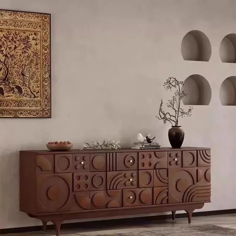 Gabinete de entrada de sala de estar con modelado geométrico tallado de módulo simple