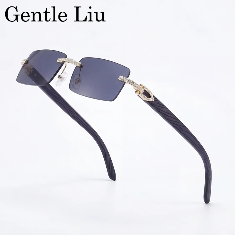 

Y2K Rectangle Rimless Sunglasses Men Vintage Sun Glasses For Male 2026 Luxury Rhinestone Eyewear Punk Fashion Frameless Shades
