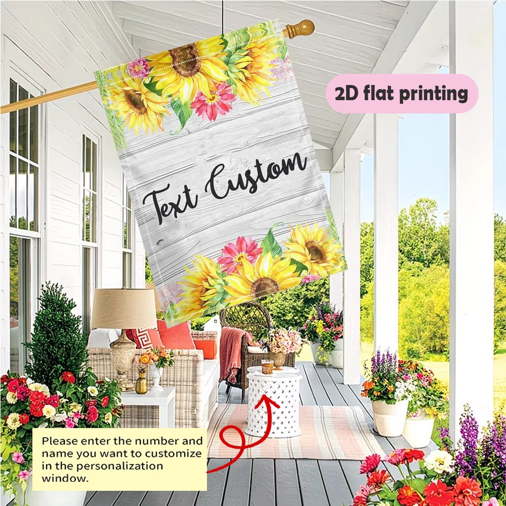 1pc double-sided Customizable Double Sides Sunflower Garden flag personalized custom text garden decoration 30*45cm(12x18in)