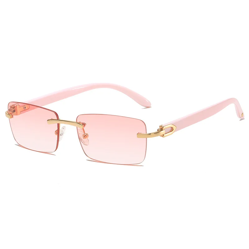 2024 New square rimless sunglasses Fashion cut edge men\'s glasses Jelly coloured women\'s sunglasses Fashion clothing Street beat