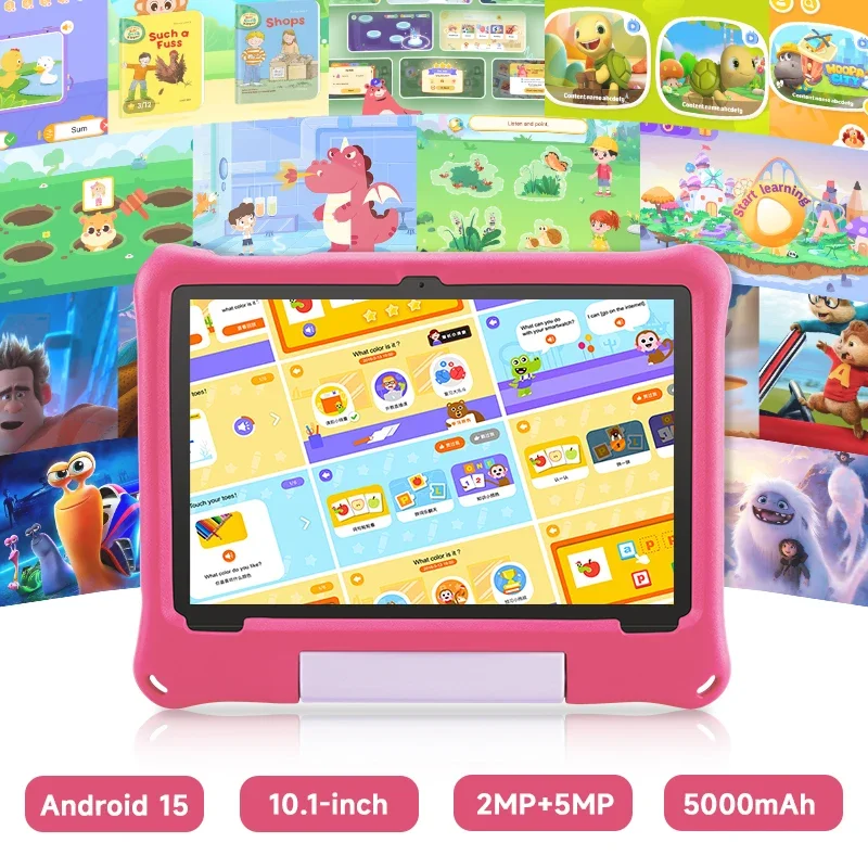تابلت ANRY 5000mAh Android مقاس 10.1 بوصة، 2025 Android 15 تابلت للأطفال والكبار، وذاكرة وصول عشوائي 8 جيجابايت وتخزين 64 جيجابايت 1 تيرابايت قابلة للتوسيع، ومكبرات صوت مزدوجة