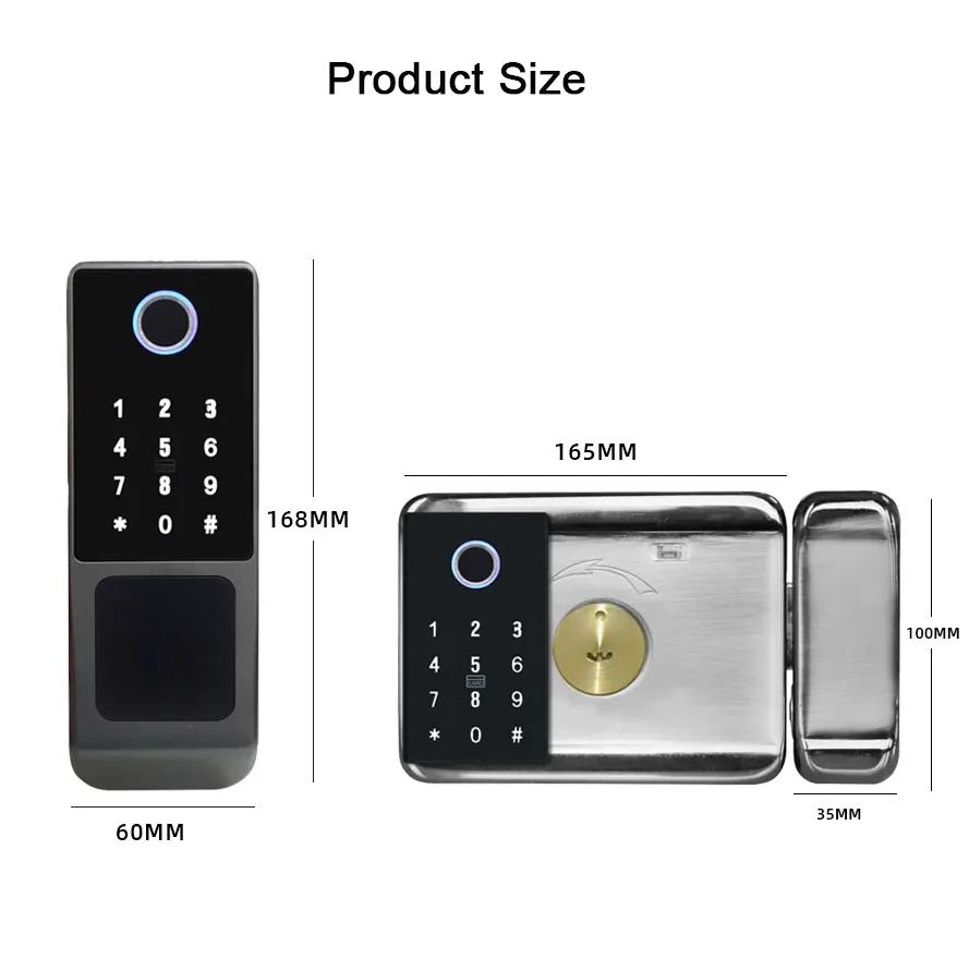 Tuya Smart Lock Waterproof IC Card Remote Control Digital Keypad Electronic Outdoor Wifi Fingerprint Lock For Home Garden Gate