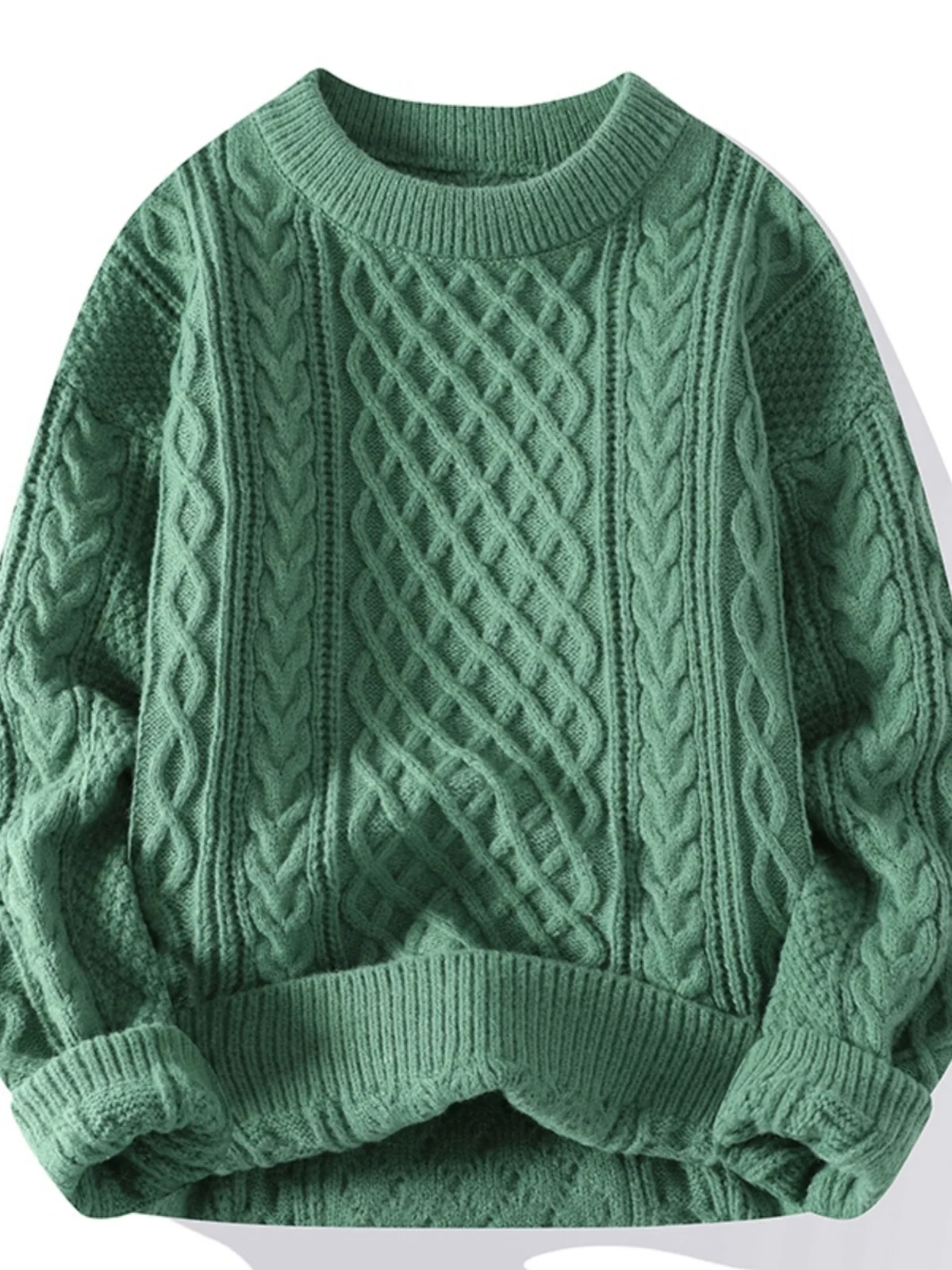 

Мужской вязаный свитер с круглым вырезом и ромбовидным узором, молодежный, модный, зимний, повседневный, из полиэфирного волокна, с длинными рукавами