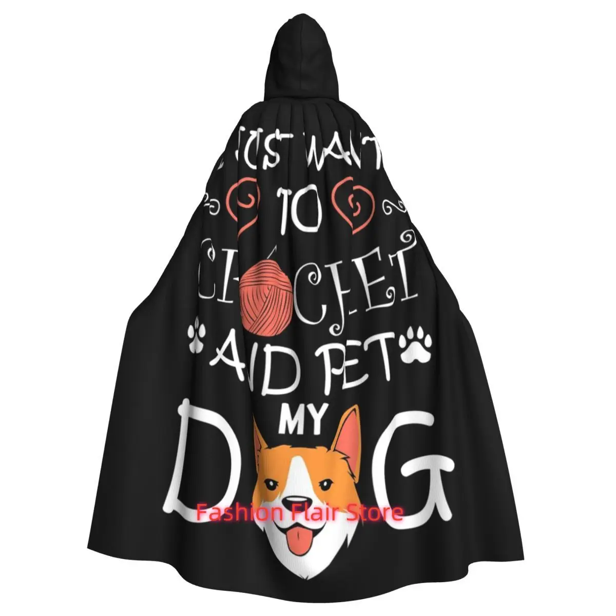 

Я просто хочу вязать крючком и домашнее животное, моя собака, вязаный крючком, длинный плащ с капюшоном, костюм ведьмы, накидка для косплея, пальто на Хэллоуин для взрослых, унисекс