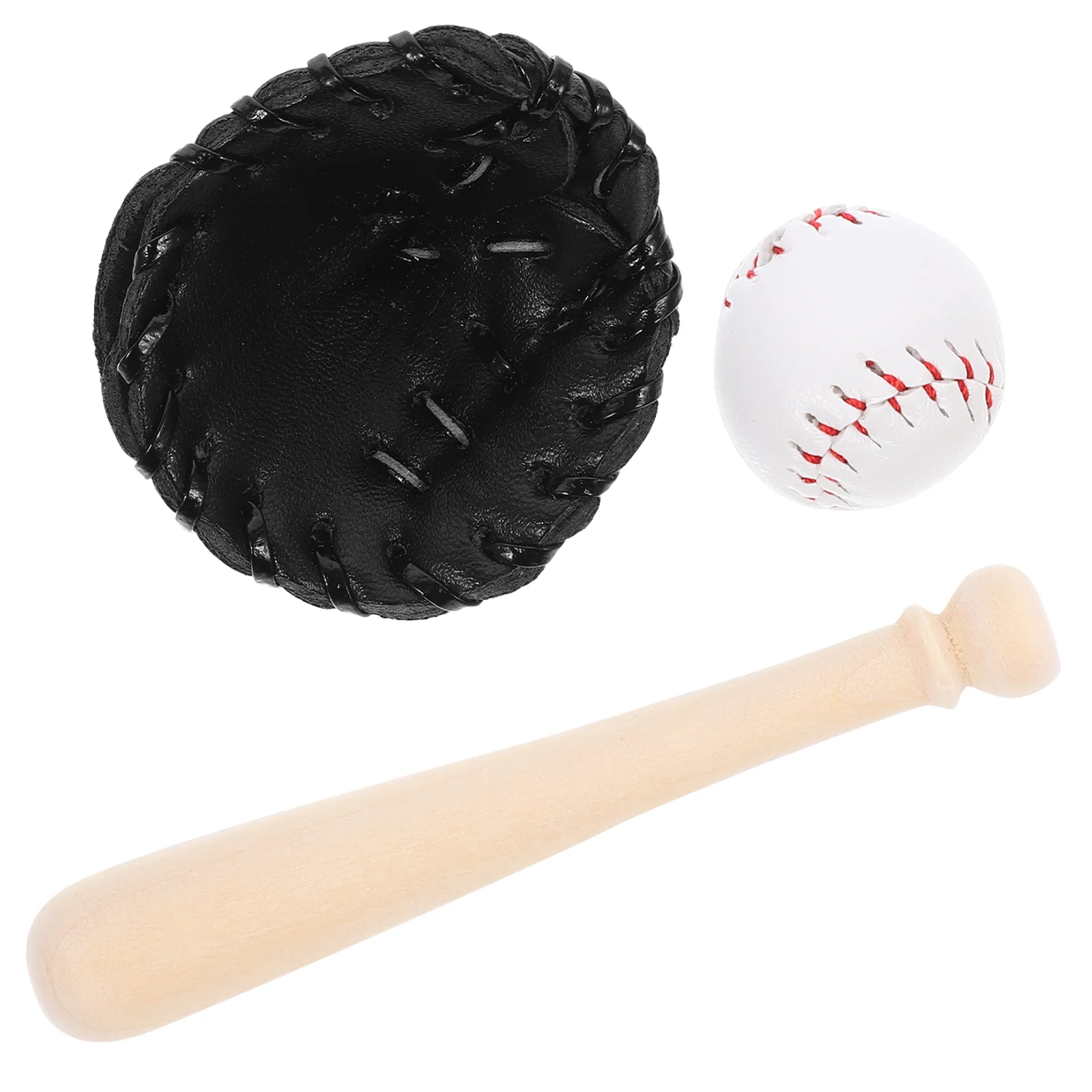 

Miniature Dollhouse Baseball Set 3Pcs Sports Toys Crafts Tiny House Accessories Playsets Decorations Wooden