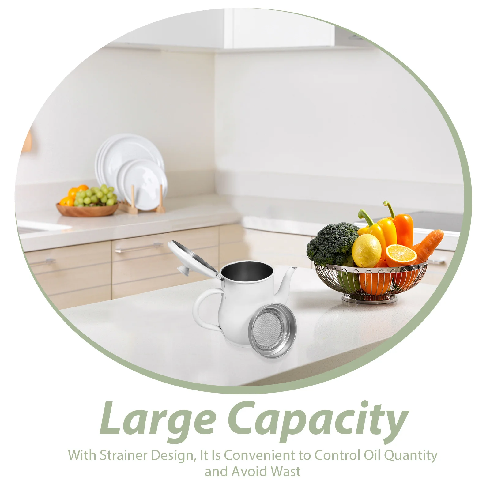 

Grease Container With Strainer Storage Pot For Kitchen Cooking Oil Dispenser Heavy Duty Non-Slip Handle Oil Jug Filter