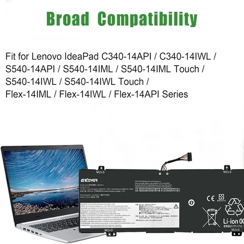 Imagen 2 del producto SKOWER L18C4PF3 batería del ordenador portátil para Lenovo Flex-14API IdeaPad C340-14IWL S540-14IML Xiaoxin air14 2019 L18M4PF3 L18M4PF4 L18C4PF4