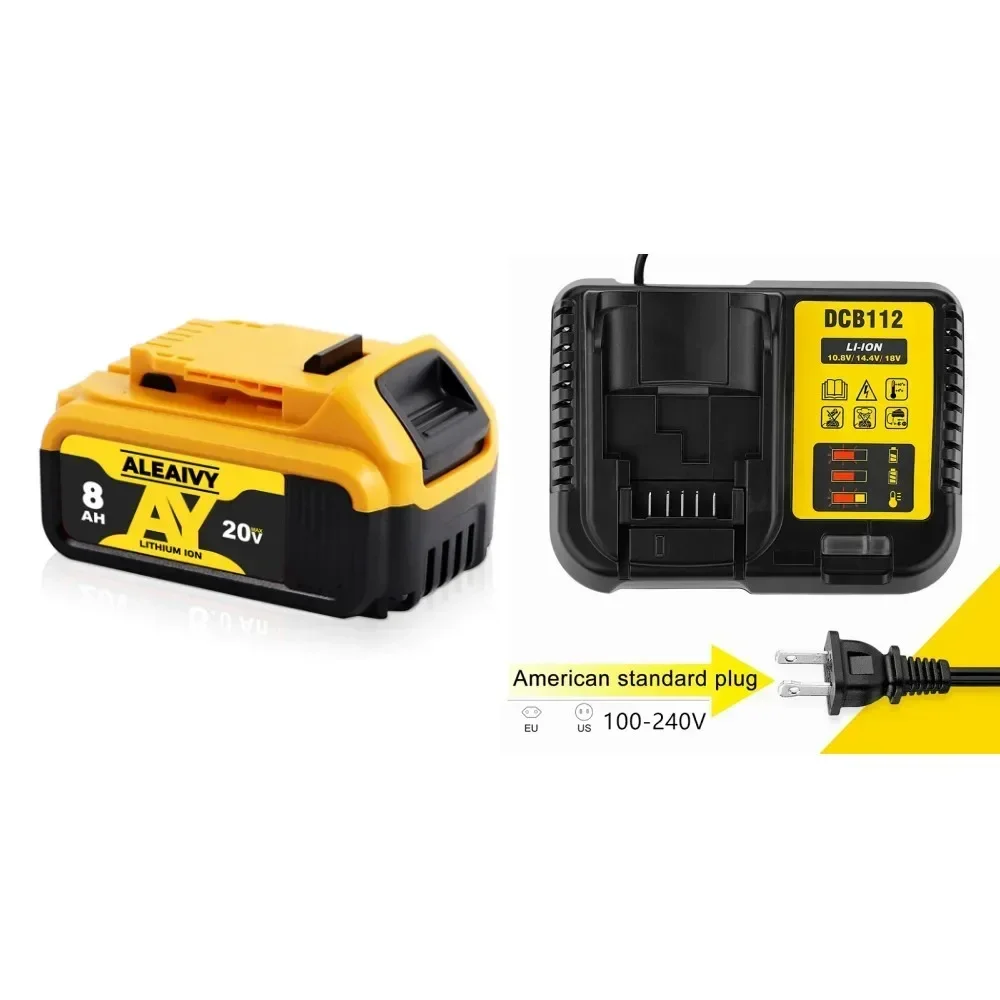 Nova bateria compatível para ferramentas elétricas dewalt 18v 8.0ah recarregável baterias de lítio 20v 18 volts 18v 5ah 6ah 8ah