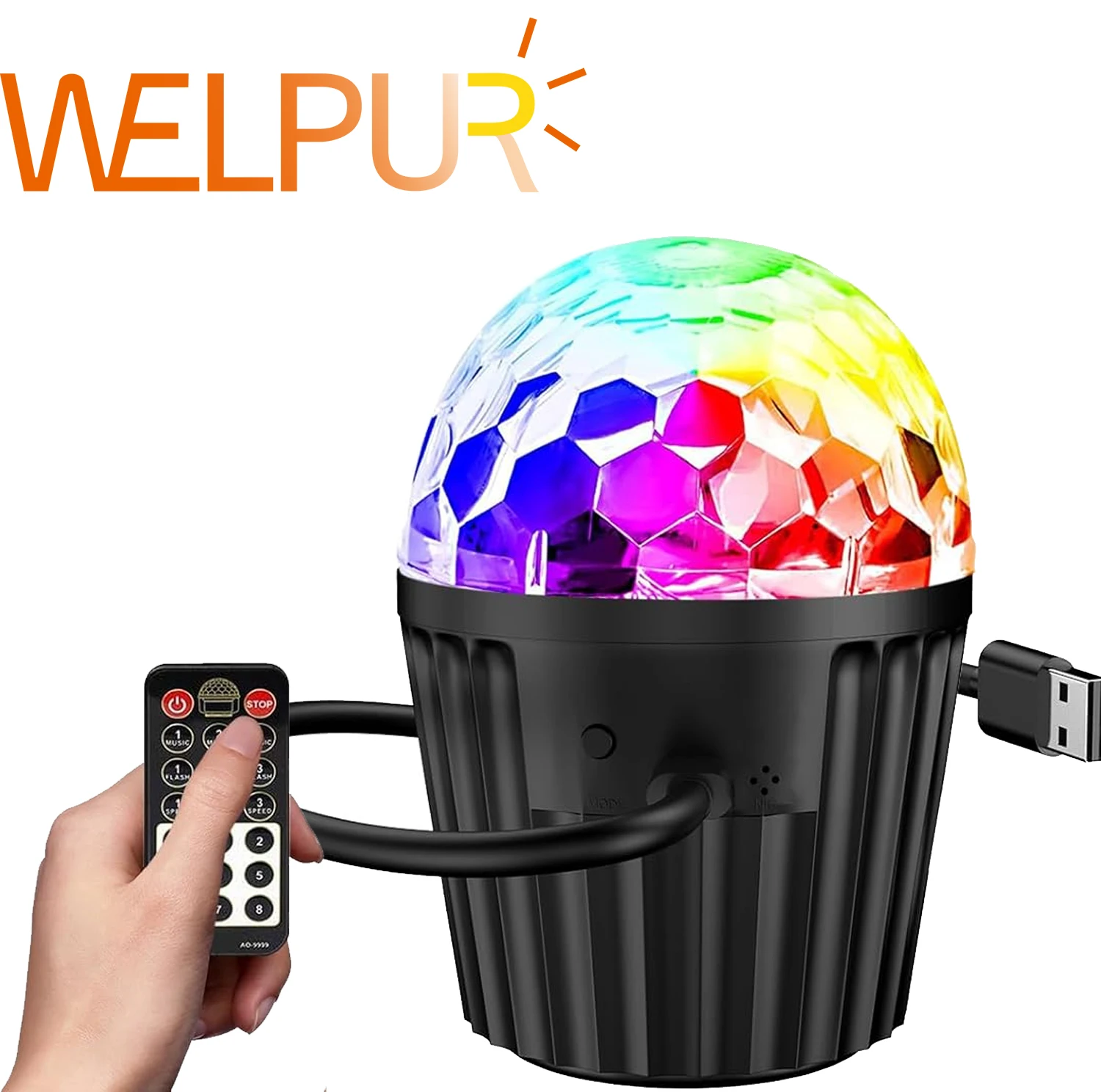 

RGB светодиодный сценический диско-светильник, синхронизация музыки, управление звуком, свет для дня рождения, клуба, атмосферная лампа для дома, КТВ, бар, вращающийся DJ-шар