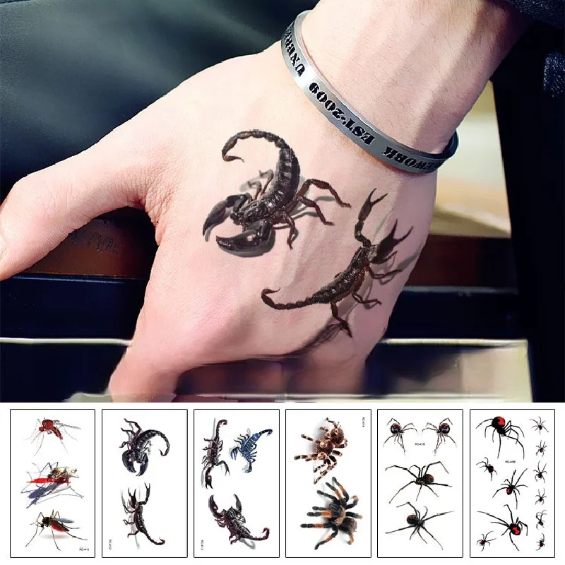 Size:10.5x6cm Waterproof Halloween Atmosphere Horror Spider Web 3d Three-dimensional Funny Personality Temporary Tattoo Sticker