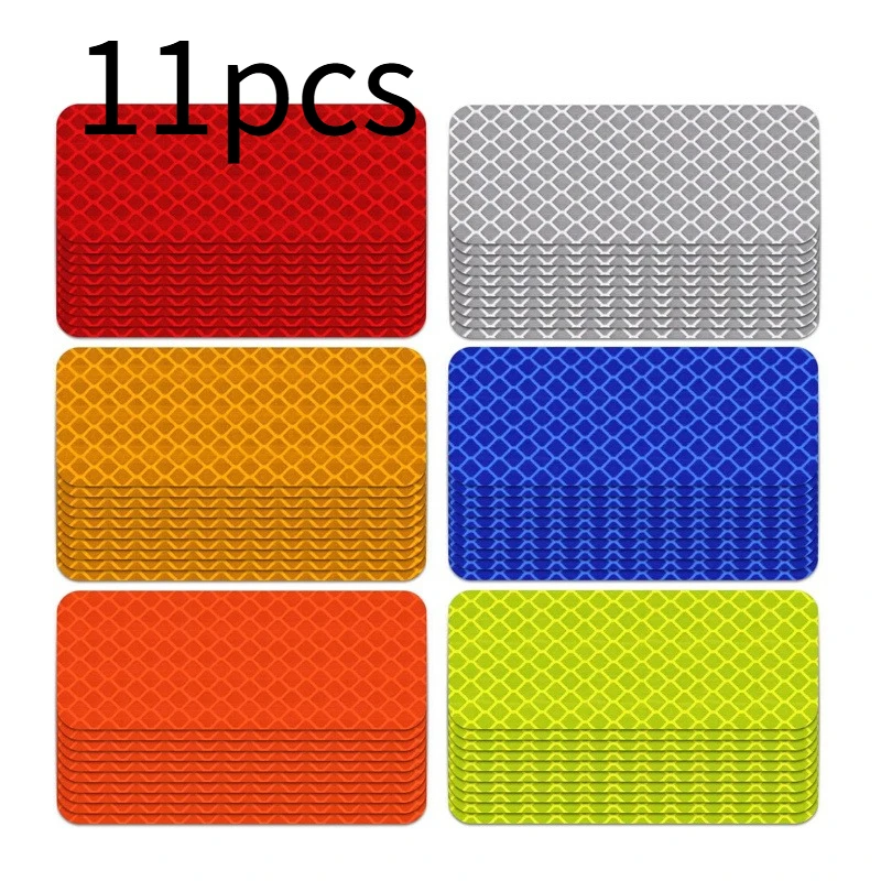 11pcs Car Bumper Reflective Stickers Reflective Warning Strip Tape Secure Reflector Stickers Decals