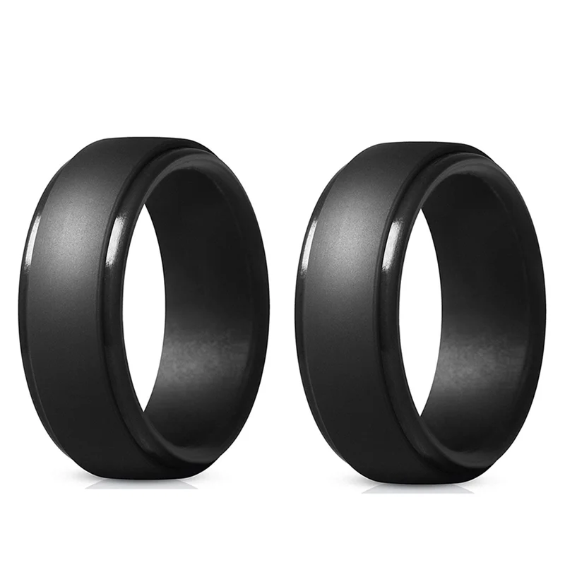 AOAO-8mm Popular Men Silicone Cool Rings Women Silicone Wedding Ring Environmental Outdoor Sports Ring 2Pcs 14