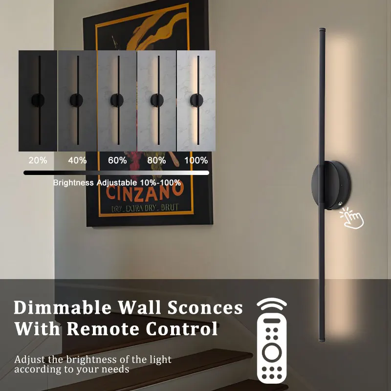 Applique murale LED avec batterie Rechargeable USB, avec télécommande, interrupteur tactile sans fil, variable, 3000-6000K